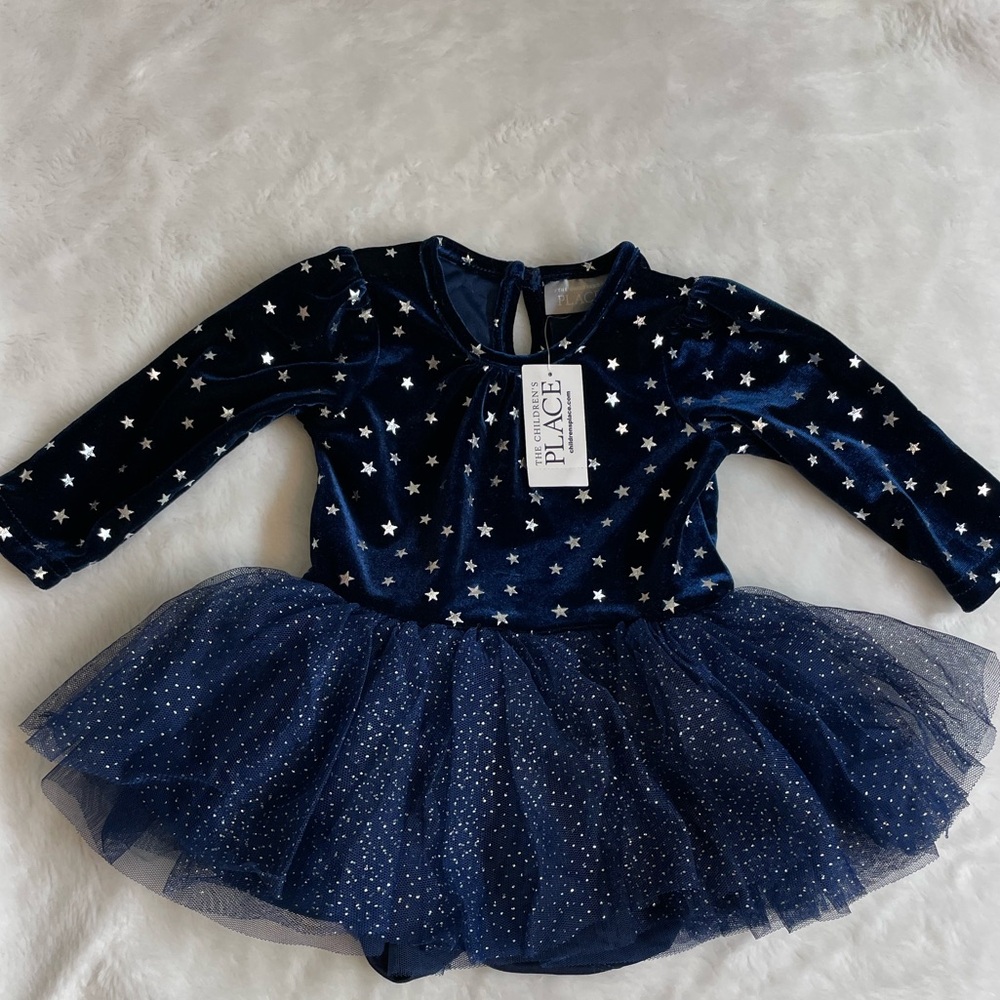 The Children's Place Navy Blue Star Velvet Tutu Dress